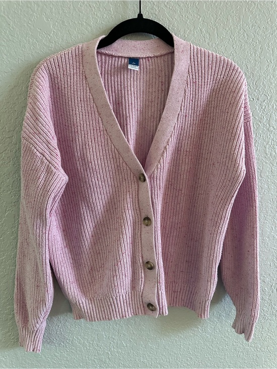 Old Navy Sweaters - Old Navy Pink Speckled Shaker Knit Cardigan Sweater Large Cotton